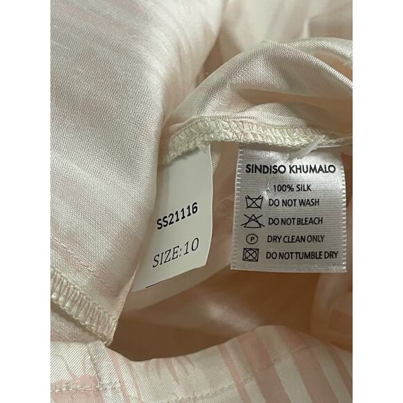 Sindiso Khumalo Raw Silk Designer Pink White Mini Dress Size Small New MSRP$1620 - Picture 13 of 14